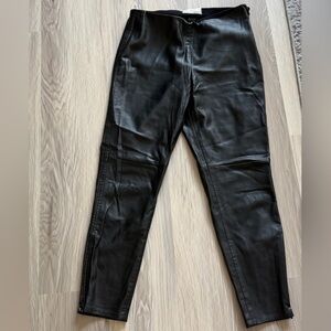 Free People Black Faux Leather Skinny Jeans, side zippers